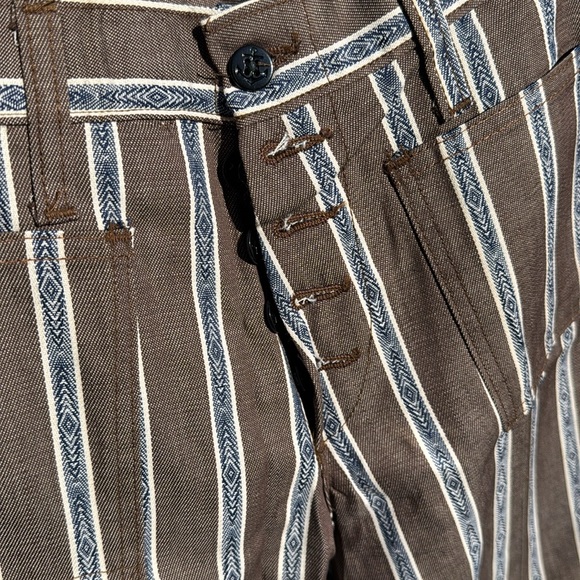 NOS Unisex To Die For 1960s Striped Jeans Capers Flare Bottom Button Front - Picture 3 of 11